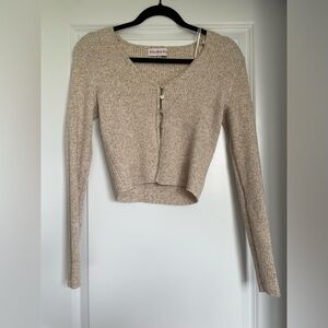 Beige Ribbed Knit Top